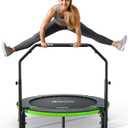 BCAN SP3 40"/48" Foldable Mini Trampoline, Rebounder Trampoline for Adults, U/T Adjustable Foam Handle, Exercise Rebounder for Adults Indoor/Garden Workout, Max Load 330lbs/440lbs-40T-Green
