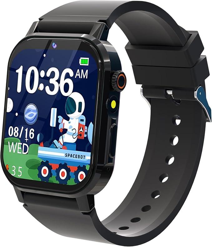 Kids Smart Watch Boys, Kids Game Smart Watch with 32 Games HD Touch Screen Video Camera Music Player Audiobooks Pedometer Flashlight Alarm Clock 12/24 hr, Toys Gift for 3-12 Years Old Boys Girls (Black)