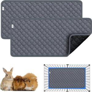 Guinea Pig Cage Liners,Washable Guinea Pig Bedding for C&C Cage 2x1 2 Pack, Reusable & Anti Slip & Waterproof, Absorbent Guinea Pig Pee Pad for Small Animal, Rabbit, Bunny, Chinchilla (Gray)
