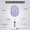 WBM Smart 2 in 1 Electric Bug Zapper, Mosquitoes Trap Lamp & Racket, USB Rechargeable Electric Fly Swatter for Home and Outdoor Powerful Grid 3-Layer Safety Mesh Safe to Touch, Pack of 2