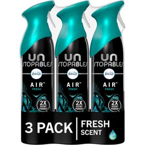 Febreze Air Mist Air Freshener Spray, Odor-Fighting Room Spray, Air Fresheners for Home and Bathroom and Kitchen, Aerosol Can, Unstopables Fresh Scent, Multicolor, 8.8oz (Pack of 3)