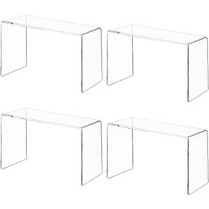 Aminigram 4 Pack Acrylic Risers Display Stands, Display Stands for Collectibles, Clear Acrylic Shelf for Show Decor Display, Toys, Cupcake (9.2 x 3 x 5 inches)