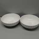 DOWAN 9.8'' Serving Bowls, 86 oz Large Salad Bowl, Ceramic Serving Dishes, Set of 2, Pumpkin Shape for Christmas, Entertaining, Party, Kitchen, Dinner, Banquet, Housewarming Gift, White