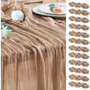 Wokceer Cheesecloth Table Runner 12Pack 10FT Nude Brown Christmas Gauze Cheese Cloth Table Runner for Party Rustic Sheer Table Runners for Baby Bridal Shower Wedding Easter Decor
