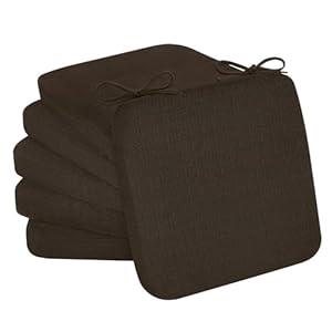 Cozyide Chair Cushions for Dining Chairs, Square Chair Pads with Ties and Non-Slip Bottom, Kitchen Chair Cushions 6 Pack, 16" x 16" x 2", Blue