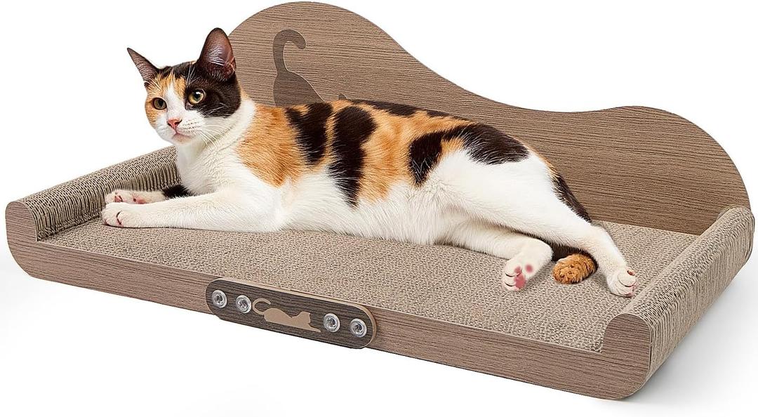 NATUYA Cat Scratcher Cardboard Lounge Bed, 24 Inch Large Cats Scratching Board Couch, Durable Cat Scartch Pad for Indoor Cats (Sofa Shape)