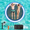 ALIFUN Inflatable Floating Dock 6 Inches Thick Inflatable Pool Raft Air Platform Island Mat with None-Slip Surface for Pool Beach Ocean Lake Safety Ropes Quickdry Mesh PFBblue180 (DY-Blue/8ft Circle(240*240cm))