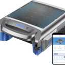 V1T Solar Pool Skimmer, Robotic Pool Surface Skimmer Cleaner with App Control, 7L Large Basket 24/7 Cleaning Smart Obstacle Avoidance Dual Charging Options Ideal for Above Ground Pool Blue
