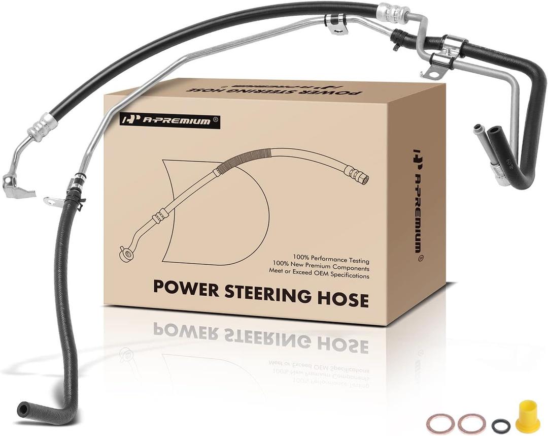A-Premium Power Steering Pressure & Return Hoses Line Assembly Compatible with Toyota Tacoma 2005-2014, 4.0L, with O-ring & Washer & Bushing, Rack to Cooler