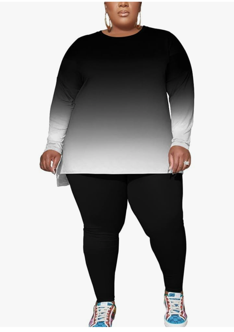 PINSV Women's Plus Size 2 Piece Outfits Sweatsuits Tracksuit Loungewear Sets XL