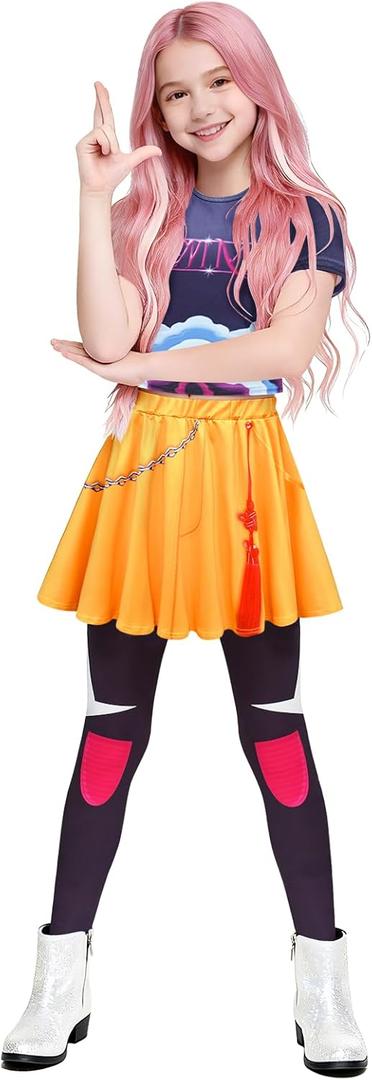 Kids Girls Fancy Costumes Clothes Sets Halloween Outfits Clothes Merch (9-10Years, Dark)