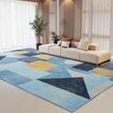 Modern Area Rug 9x12,Ombre Low Pile Rugs,Non-Slip Non-Shedding Bedroom Rug,Indoor Geometric Carpet for Bedroom Kitchen Dining Room Office Home Decor (9x12 Blue)
