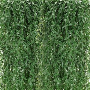 Riceshoot 48 Pcs Artificial Hanging Vines Fake Weeping Willow Leaves Decor Fake Seaweed Artificial Vines Greenery Garland for Wedding Party Backdrop Wall Decor Garden Patio Backyard (Dark Green)