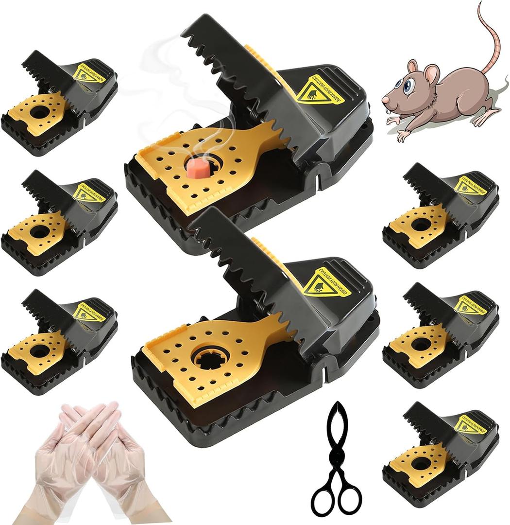 Mouse Traps, Reusable Rat Trap Outdoor Indoor, Rat Traps Indoor for Home, Plastic Mousetraps Mice Traps for House Basement/Garage/Attic Anywhere 9Set Mouse Traps(2L+6S+1Clip)