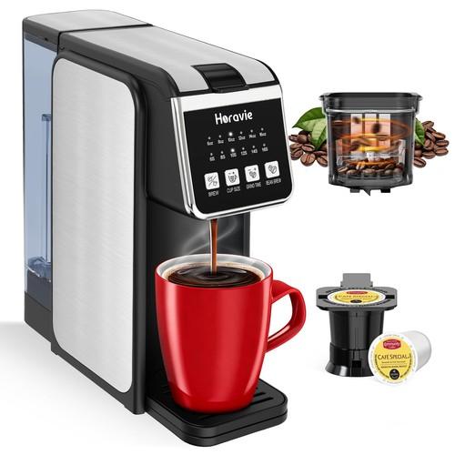 Single Serve Coffee Maker with Built-in Grinder, Fast Brew 6-16oz Single Cup