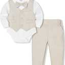 Baby Boy Clothes Suits Infant Gentleman Wedding Outfit Formal Dress Shirt Vest Bowtie Pants 4Pcs Baby Suit Sets