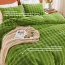 EMME Faux Fur Duvet Cover King Size, 3 Pieces Ultra Soft Fluffy Comforter Cover, Cozy Warm for Winter, Luxury Elegant Shaggy Bubble Design Bedding, 1 Duvet Cover & 2 Pillow Shams (King, Green)