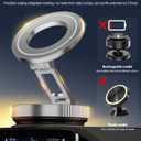 CloudValley Magnetic Car Phone Holder - Vacuum Suction Cup Phone Mount 360 Adjustable, Durable Metal Stand for iPhone & Android, Portable Magnetic Holder for Dashboard/Windshield/Gym Mirror (Silver)