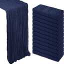 12 Pack Navy Blue Cheesecloth Table Runner 10Ft Gauze Cheese Cloth Table Runner 35x120 Inch Boho Sheer Rustic Fabric for Party Decor Baby Shower Wedding Centerpiece Home Table Decorations