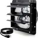 7 Inch Shutter Exhaust Fan, Wall Mounted Attic Fan with Power Cord for Greenhouse, Shed, Garage, Barn, Chicken Coop Ventilation, 760 CFM, Black