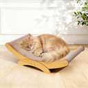 Cat Scratcher Bed for Indoor Cats - 23.6" Large Natural Sisal Cat Scratching Board, Wood Frame Scratch Pad, Modern Cats Lounger/Hammock, Easy Assembly Furniture