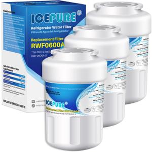 ICEPURE RWF0600A Refrigerator Water Filter Compatible for GE MWF, MWFINT, MWFA, HDX FMG-1, GSE25GSHECSS, 46-9991, GSH25JSDDSS, GSHS6LGBBHSS, PC75009, RWF1060,GSHS6HGDBCSS, 197D6321P006 3PACK