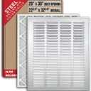 Fits 20x30 Duct Opening | Filter Included Steel Return Air Filter Grille by Handua [Removable Door] for 1-inch Filters | Vent Cover Filter Grill | White | Outer Dimensions: 22 5/8"W X 32 5/8"H