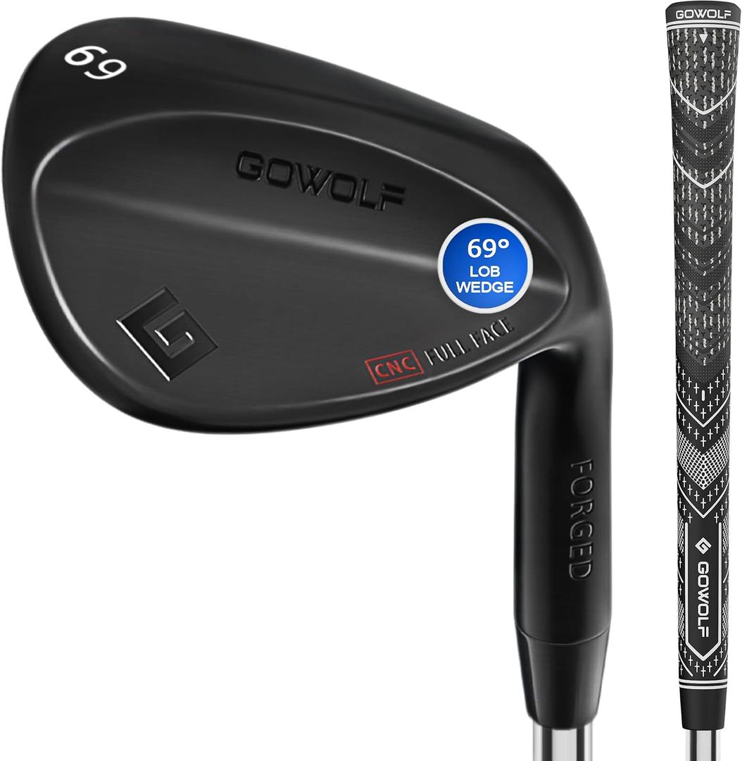 Gowolf Forged Golf Wedges 50/52/54/56/58/60/69 Degree Single or Sets for Men, Right Hand Premium Full Face Gap Wedge Sand Wedge Lob Wedge Golf Club, Great Golf Gifts - CNC Milled Face for More Spin, Black