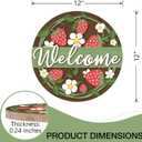 Deroro Welcome Spring Summer Strawberry Front Door Sign, Daisy Flower Farmhouse Wood Door Hanger Outdoor Outside Porch Decor, Rustic Seasonal Wooden Wreath Indoor Wall Hanging Decoration