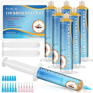 6 Pack Large Roach Gel Bait, Roach Killer Indoor Infestation, Cockroach Bait for Home Kitchen Indoor, Perfect for Hard-to-Reach Areas, Pet Safe, 30g Each