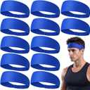 12 Pcs Cooling Sports Headbands for Men Women Instant Cooling Moisture Wicking Sweatbands Elastic Breathable Mesh Headband for Workout Running Cycling Skiing Fitness Gym Tennis Golf Camping (Blue)