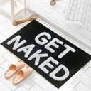 Zeeinx Get Naked Bath Mat Cute Bathroom Rugs Non Slip Microfiber Bath Rugs Funny Bathroom Decor Machine Washable Black Bath mat for Tub and Shower,16x24
