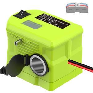 Step Down Adapter for Ryobi Battery, 18V to 12V Converter Voltage Regulator from 18V to 5V-13V Adjustment DIY Power Supply, with 16 AWG Wire, Connection Terminal,Cigarette Lighter Socket