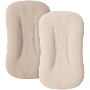 Muslin Baby Cover for Newborn, Soft and Breathable 100% Cotton Lounger Slipcover Neutral, Pack of 2(Clay)