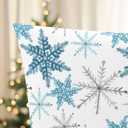 CaliTime Christmas Throw Pillow Covers Decorative 20 X 20 Inches Pack of 2 Cozy Fleece Snowflakes Cushion Cases for Holiday Couch Sofa Bed Living Room Home Smoke Blue Grey