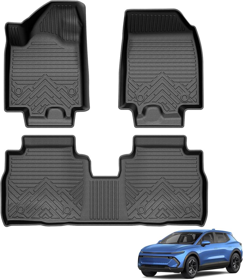 Powerty Floor Mats for 2024-2025 2026 Chevrolet Chevy Equinox EV Accessories (Non Fuel), All Weather Protection Anti-Slip and Waterproof Car Floor Liners for Equinox EV 3PCS