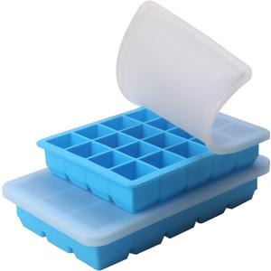1 Tbsp & 2 Tbsp Silicone Freezer Molds - Perfect for Storing Garlic, Ginger, Pesto, Herbs,Tomato Paste, Lemon Juice,Vegetable Purees,Purees and More - Silicone Food Freezer Tray (2 Pack Blue)