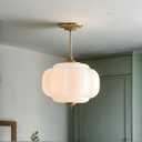 Vintage Gold Milk Glass Pendant Light Fixture,White Glass Chandelier, 15in