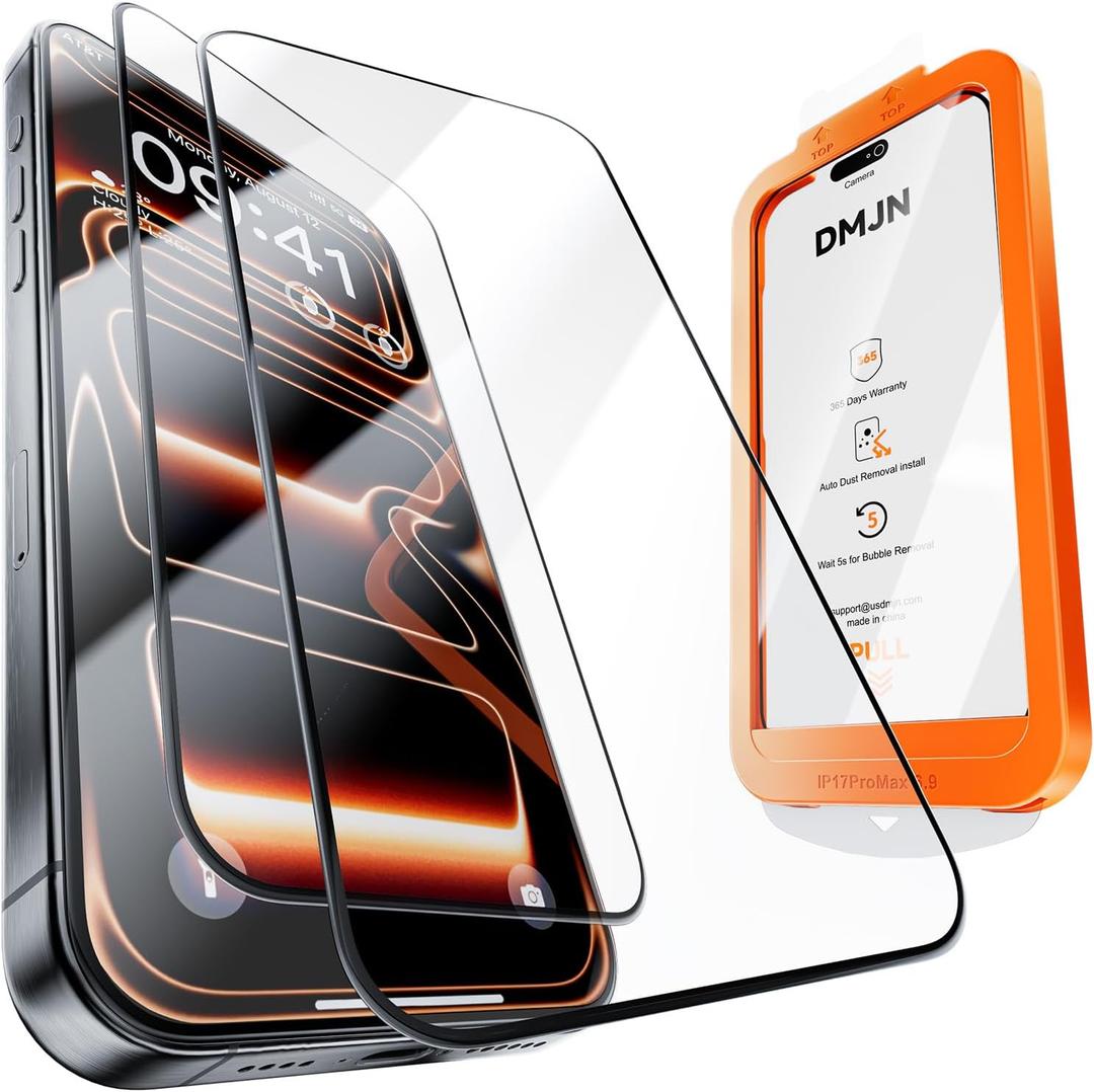 DMJN NeverCrack 9H+ Top Glass for iPhone Air Screen Protector (13FT Military Grade Shatterproof & Easy Installation) Screen Protector Air Tempered Glass, Full Edge Coverage, Longest Durable, 2 Pack (Clear)