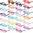 Hoteam 24 Pairs Colored Sunglasses Bulk Rimless Fun Party Sunglasses Transparent Round Candy Tinted Glasses Retro Eyewear for Women Adult Bachelorette Cosplay Party