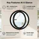 23.6IN Rotating Round Windows with Tempered Glass, 360° Rotating Sliding Windows with Handle for Bathroom/Kitchen/Bedroom/Living Replacement Indoor Ventilated Windows Decorate (Black)