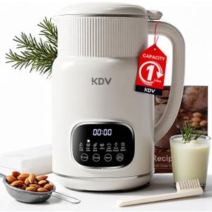 KDV Nut Milk Maker Machine, 8-in-1 Multifunction Soy Milk Maker with Stainless Steel, Homemade Soy, Almond, Oat, Coconut, Plant Based & Non-Dairy Beverages, 24H Delay Start, Keep Warm, Auto Clean