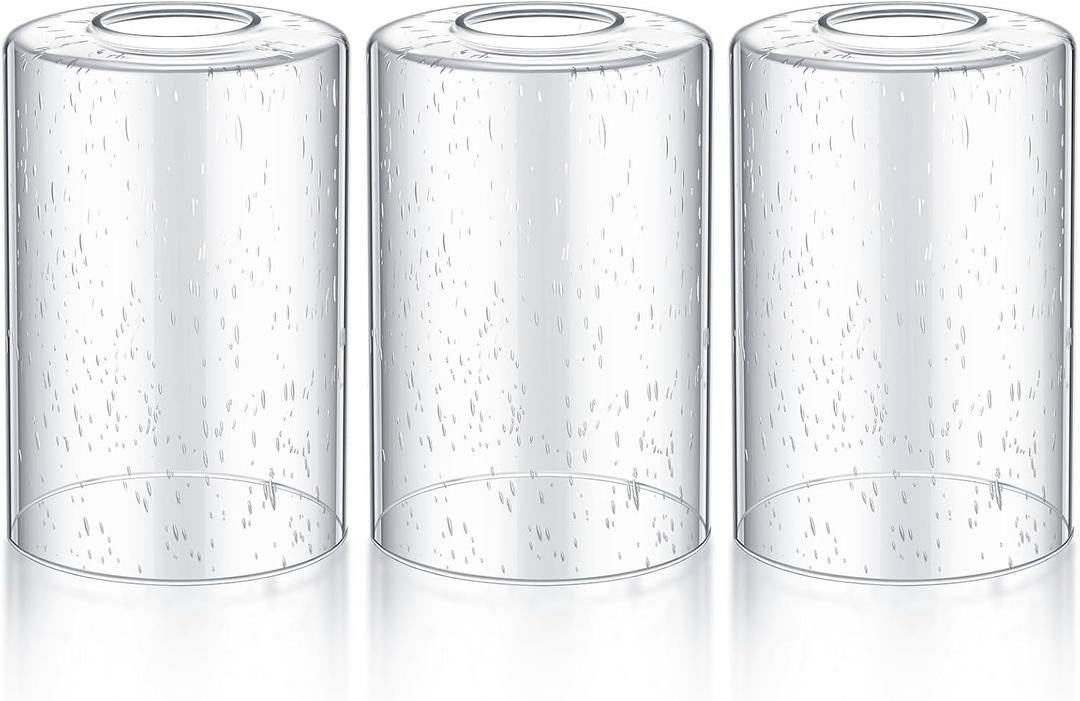 Teenyyou 8 Pcs Clear Bubble Seeded Glass Shade Replacements for Pendant Light Fixtures Glass Lamp Shade Cover, 1-5/8 Inch Fitter E26 Base, 4"w x 6"h, Replacement Lamp Globe for Chandelier Wall Sconce