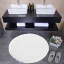 Seavish Luxury White Bath Rug, 2ft Shaggy Round Bathroom Rug,Non Slip Efficient Water Absorbent Machine Washable Tufted Circle Bath Mat Microfiber Soft Thick Plush Circular Rug Floor Carpet