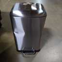 Amazon Basics Rectangular Small Trash Can with Soft-Close Step Pedal, Removable Inner Bucket, Hands-Free, Space-Saving, Smudge Resistant, 20l / 5.3 gallon, Nickel