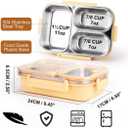 Stainless Steel Bento Box, 3-Compartment Leakproof Lunch Box, Food-Grade Metal Lunch Container with Lid, 25oz Portable Lunchbox for adult, Dishwasher Safe, Suitable for Office, Outside