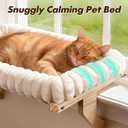 Zoratoo Cloud-Cuddle Cat Perch for Window Sill with Bolster, Natural Wood & Metal Frame Cat Window Seat for Large Cats, Easy to Adjust Zipper Cushion Pet Bed for Windowsill (Medium)