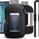 AQUAFIT 1 Gallon Jug Sleeve, Neoprene Water Bottle Bag with Adjustable Shoulder Strap and Pocket, 128 oz Sling Bag, Carrier Bag (Sleeve Only - No Bottle, Black)