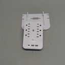 Wall Outlet Extender with Surge Protector, 6 AC Outlets, Shelf, 2 USB & USB C Charging Ports - Home & Dorm Plug Expander (White)