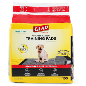Glad for Pets Black Charcoal Puppy Pads 23" x 23" AllinOne Puppy Potty Training Pads That ABSORB & NEUTRALIZE Urine Instantly New & Improved Quality Puppy Pee Pads, (Pack of 1, 100 Count Total)